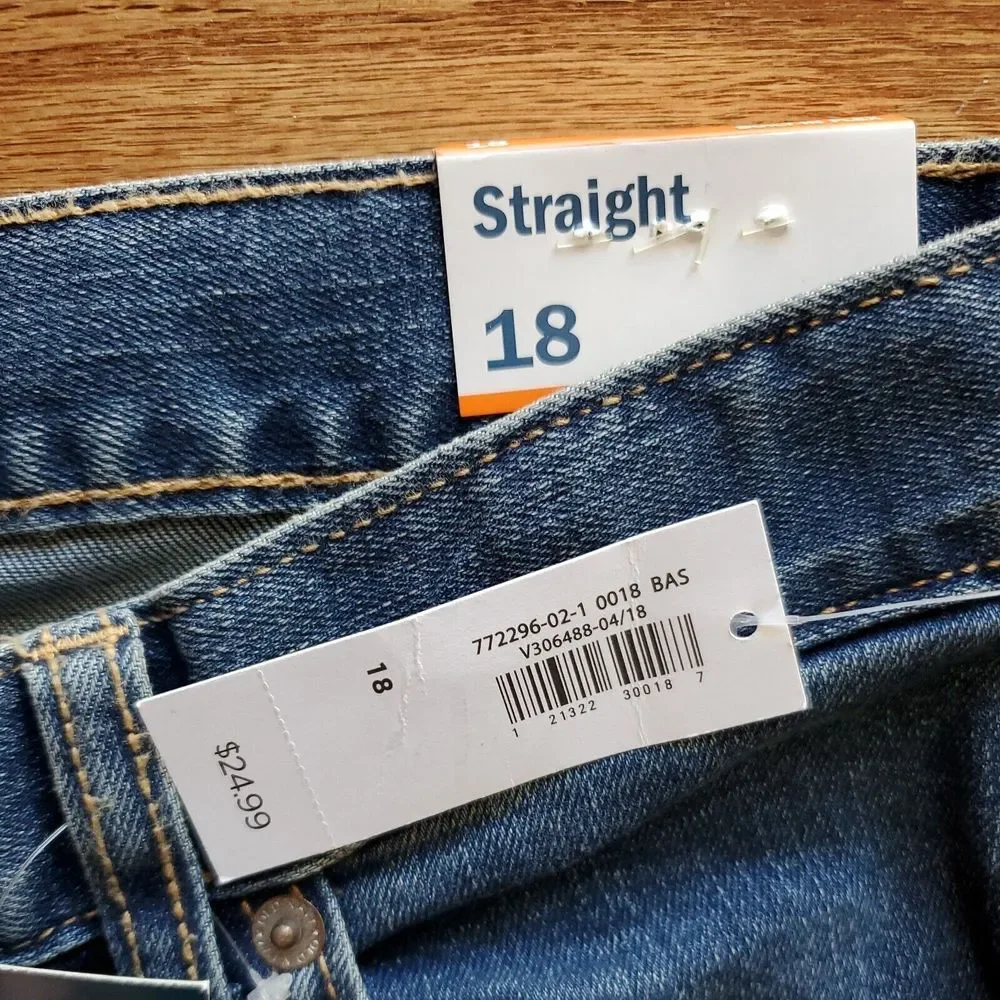 Old Navy Boys Size 18 Jeans Built In Flex Straight Leg‎ Blue Adjustable Waist